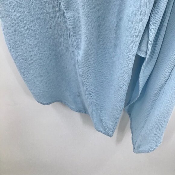 Handmade Lagenlook Mock Twinset Women's 5X Top Light Blue Sharkbite Hem Boho - Picture 14 of 14